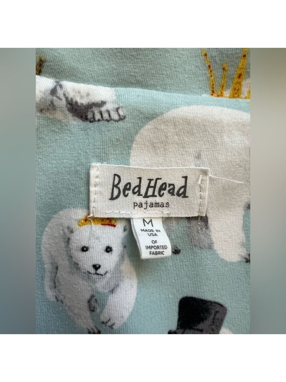 BedHead Pajamas M Organic Cotton Polar Bear Print Made USA - Picture 7 of 16